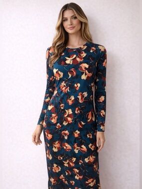 Zara | Dresses | Zara Blue Long Sleeve Bodycon Dress | Poshmark